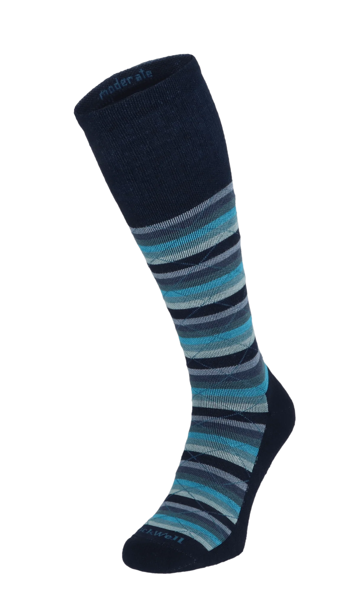 Full Array Women's Bamboo/Merino Moderate Graduated Compression Socks in Navy - Wide Calf Fit
