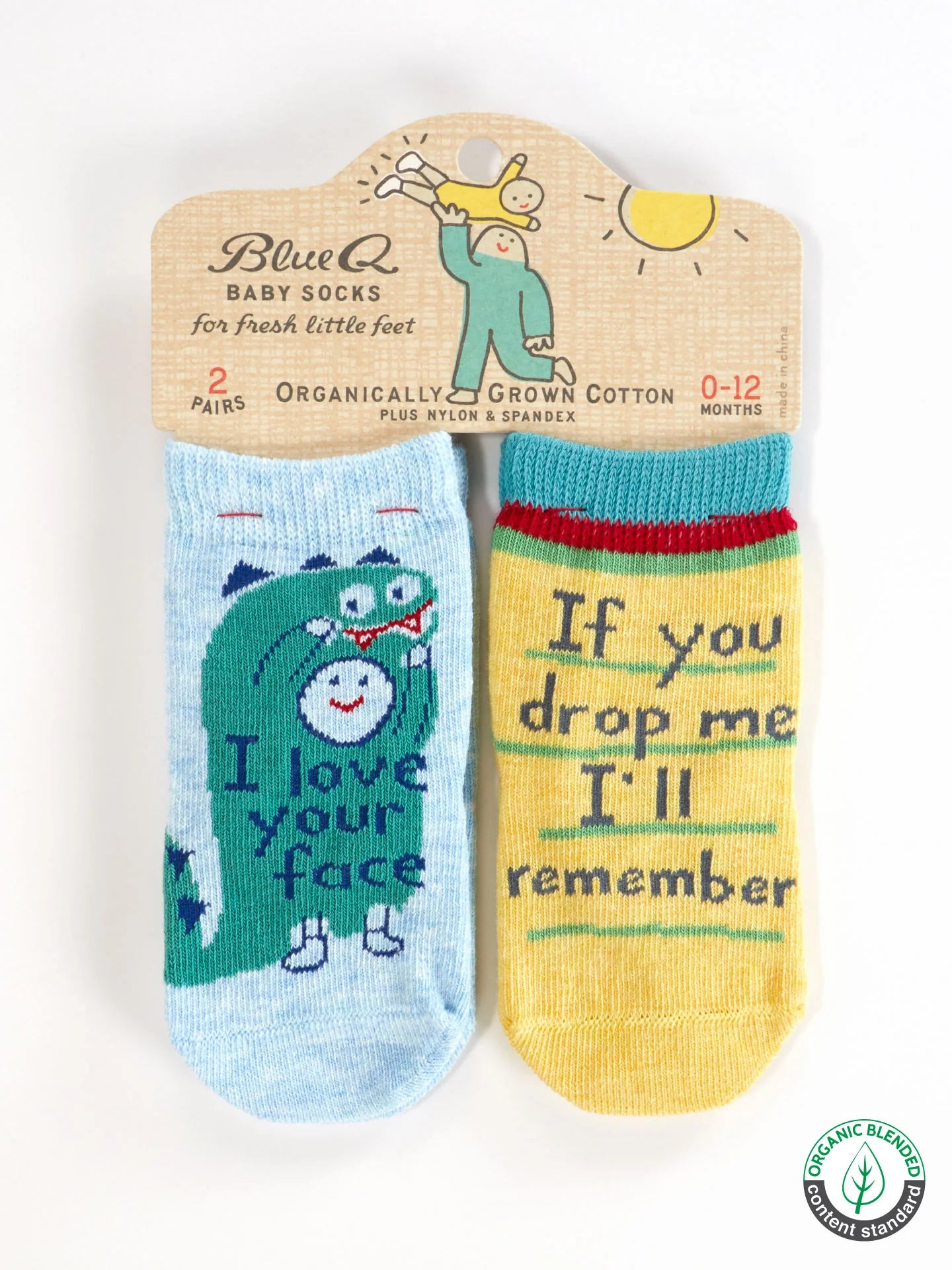 Your Face / Drop Me Organic Cotton Baby Socks - 2 Pairs