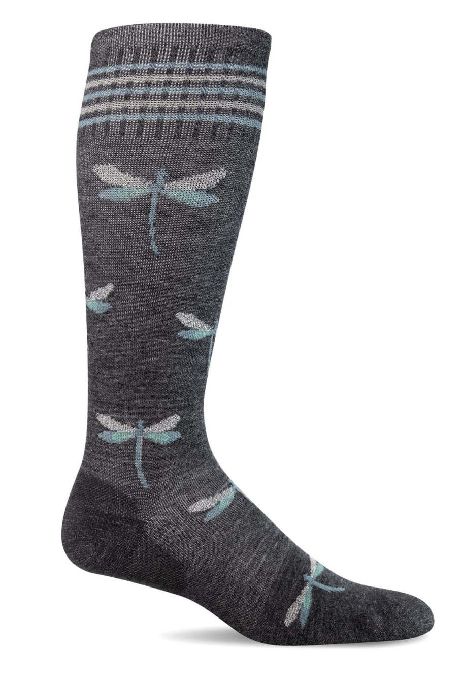 Dragonfly Women's Bamboo/Merino Over the Calf Compression Sock in Charcoal