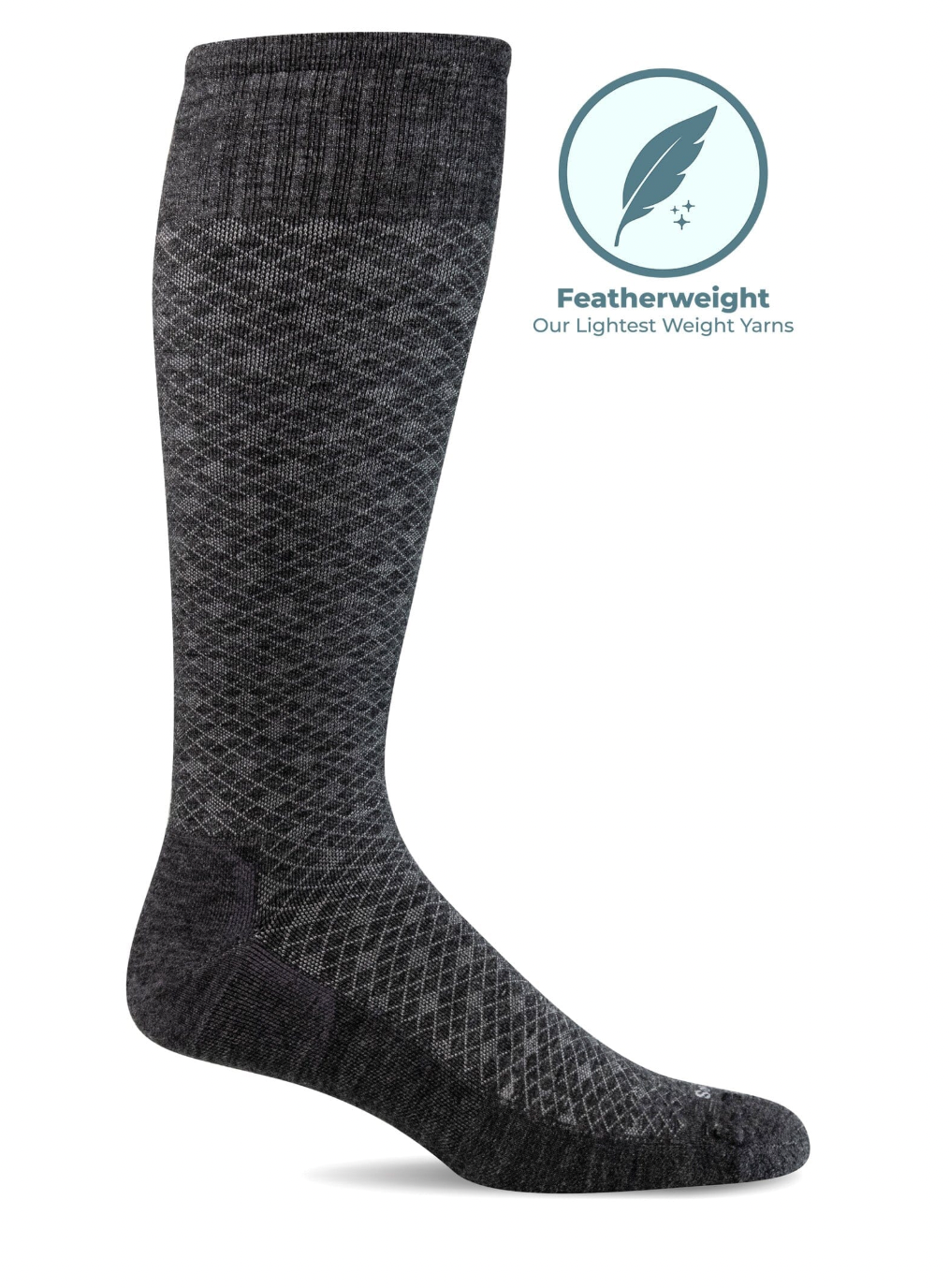 Featherweight Men's Bamboo/Merino Moderate Compression Socks in Charcoal