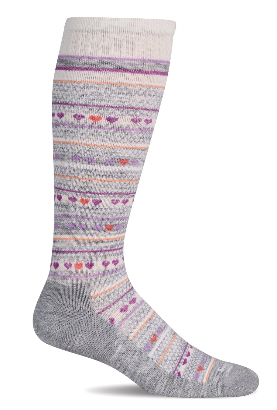 Heart Link Women's Bamboo/Merino Firm Graduated Compression Socks in Light Grey