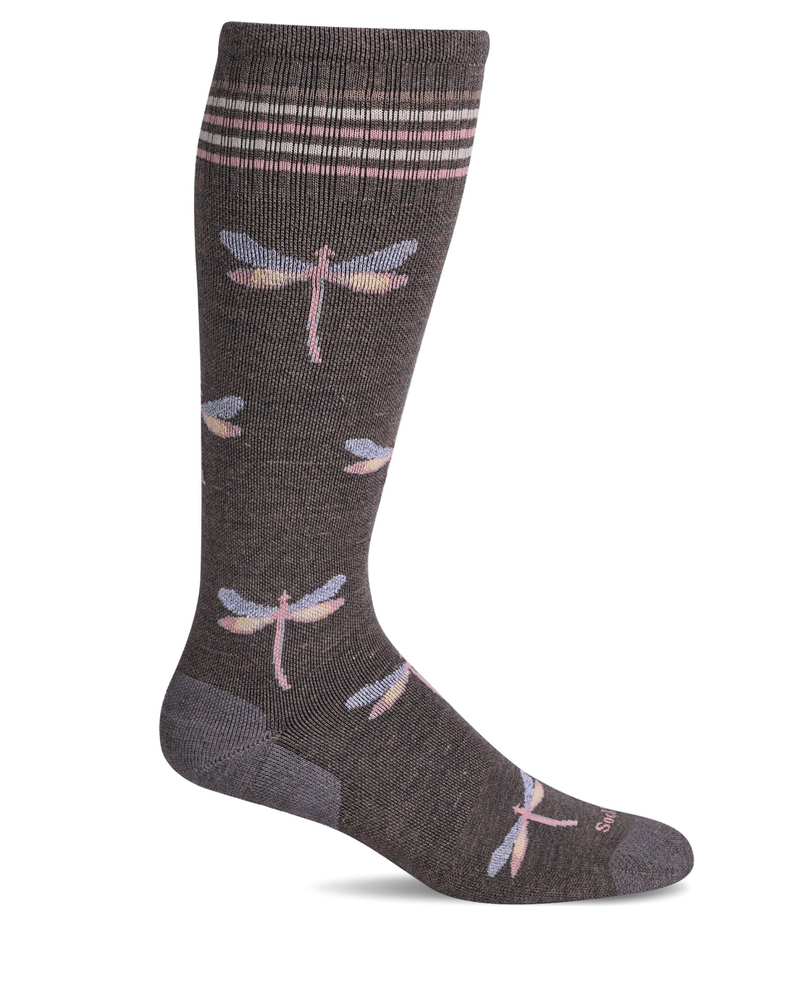 Dragonfly Women's Bamboo/Merino Over the Calf Compression Sock in Mushroom
