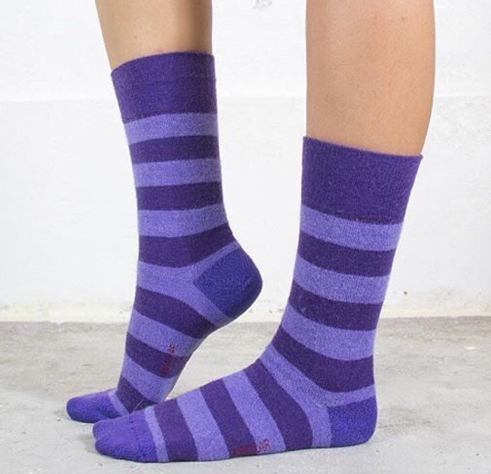 Merino and Alpaca Blend Striped Socks in Ultra Violet - Aussie Made