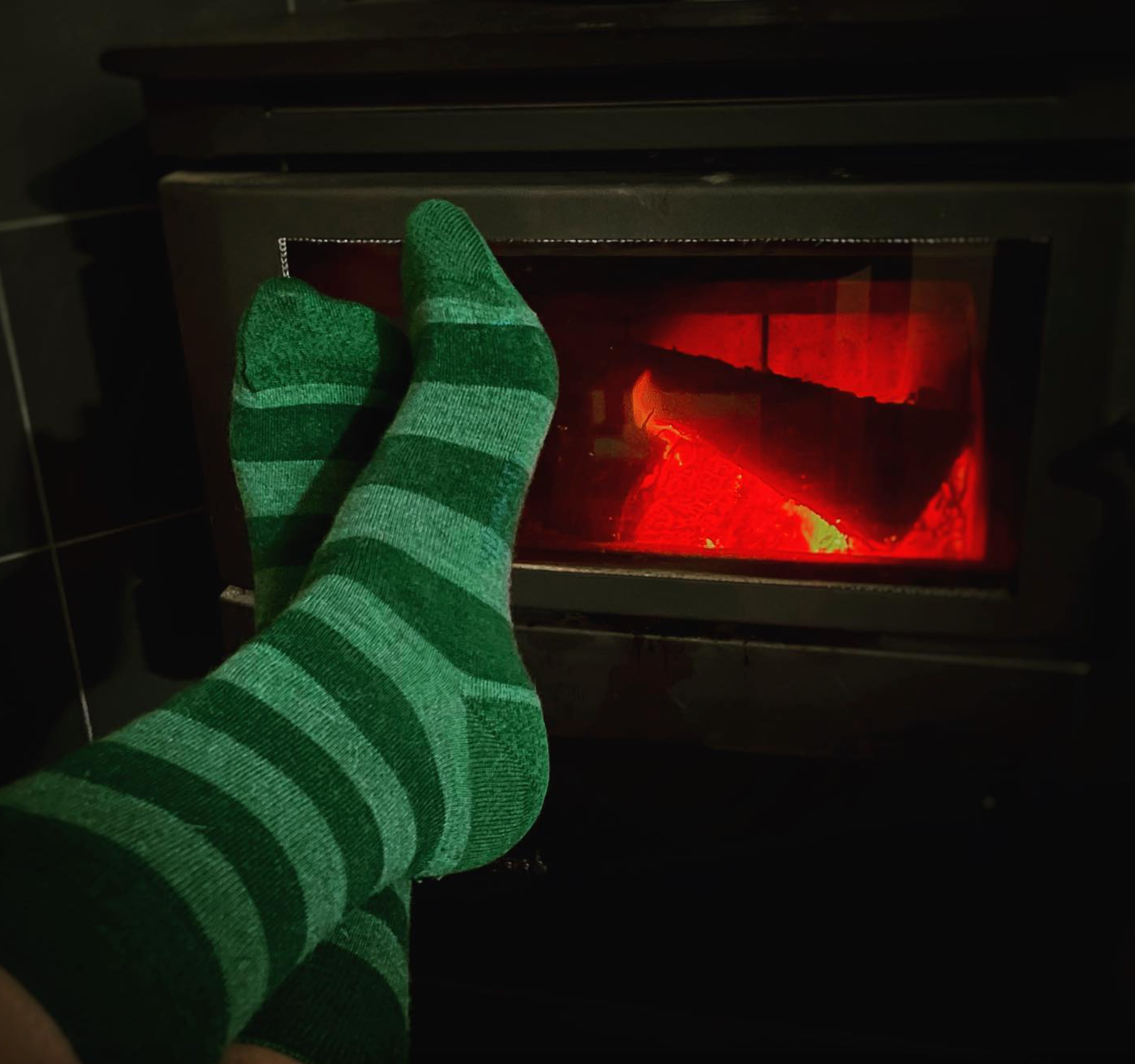 Merino and Alpaca Blend Striped Socks in Forest Green - Aussie Made