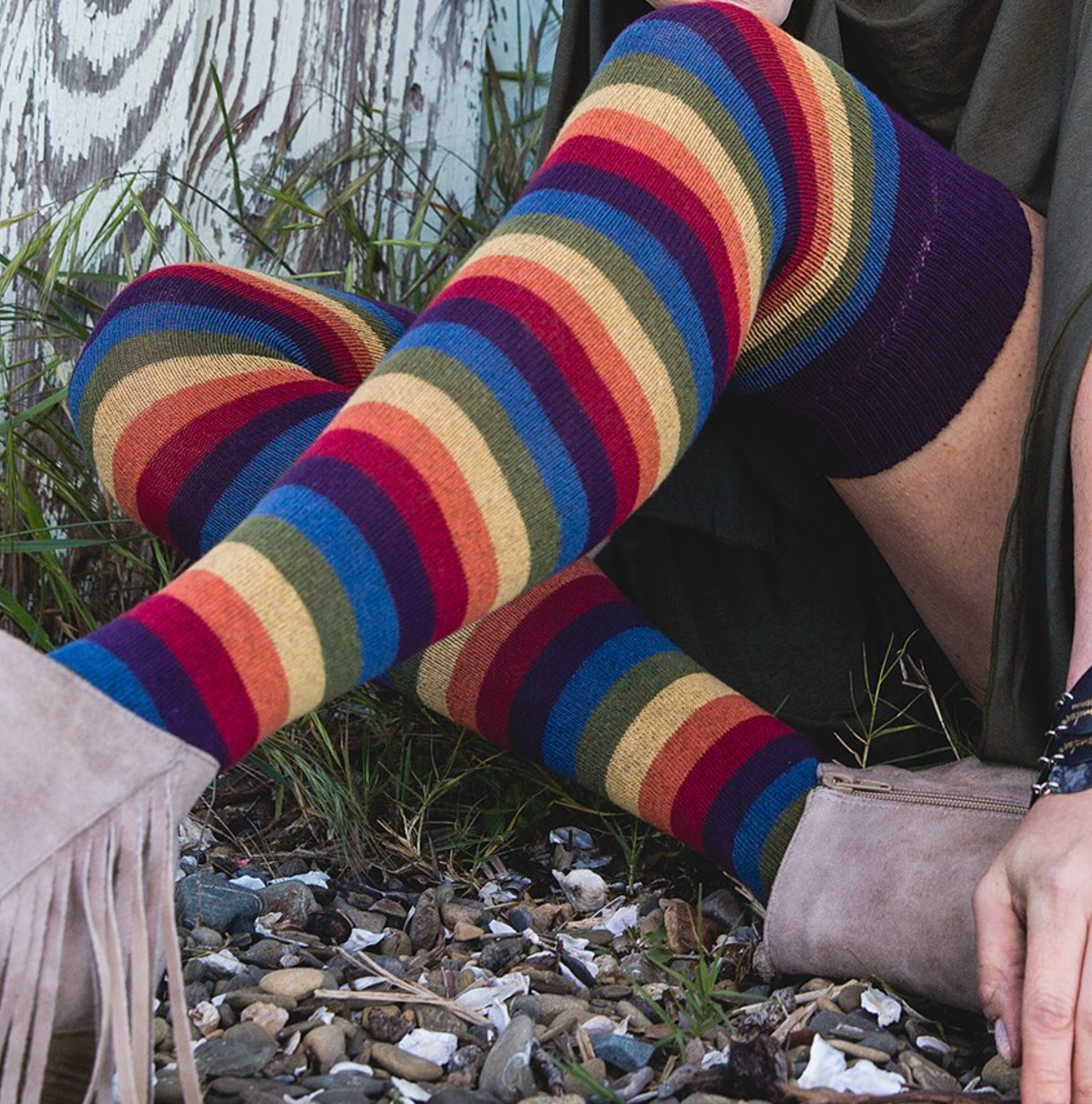 Earthern Rainbow Over the Knee Socks