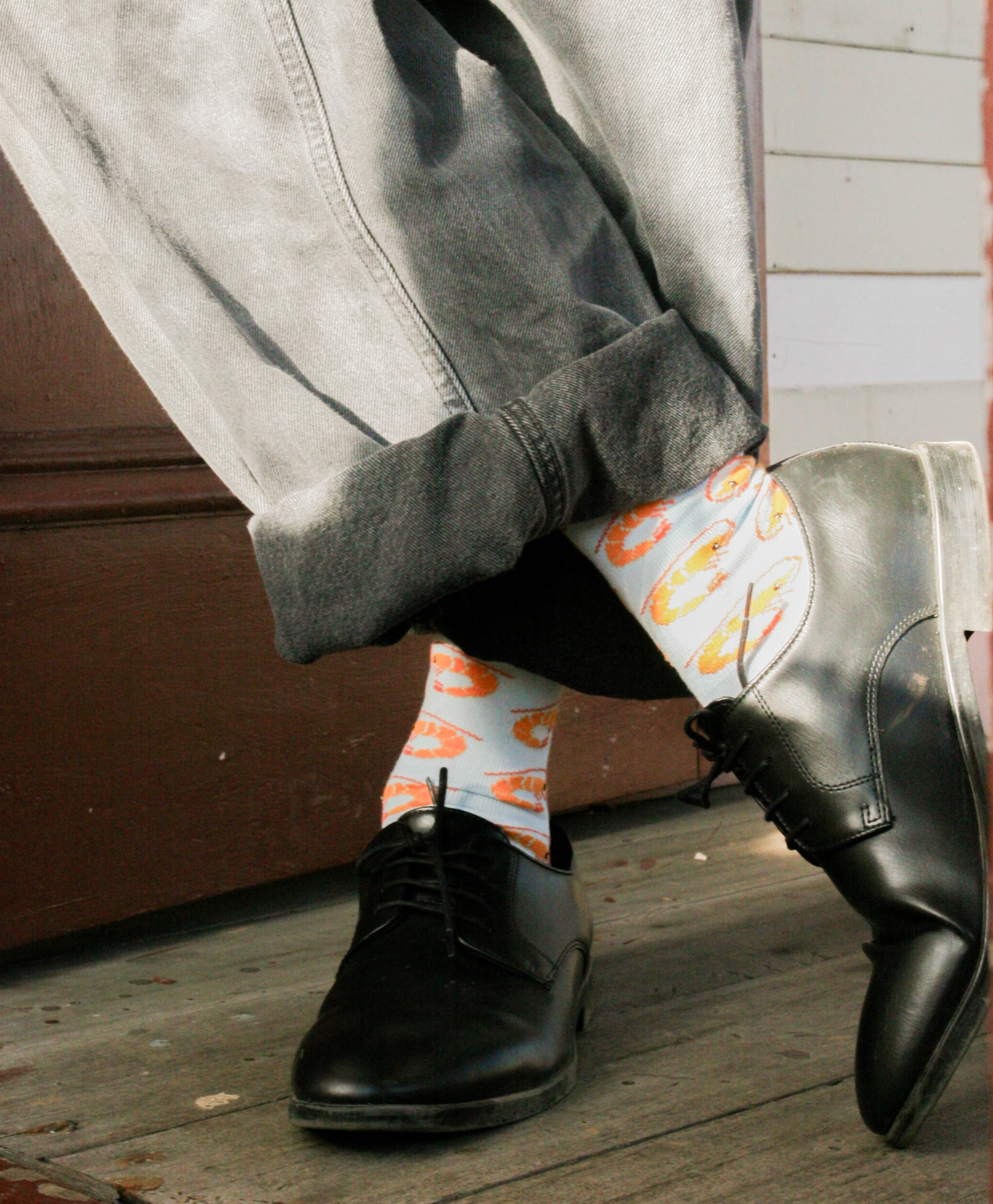 Prawns on Blue Crew Socks - Aussie Made