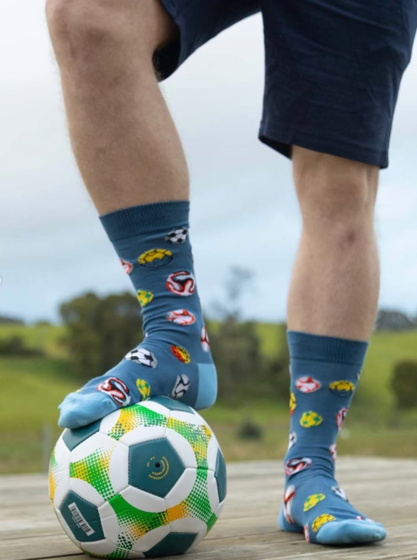 Soccer Balls Men's Bamboo Crew Socks