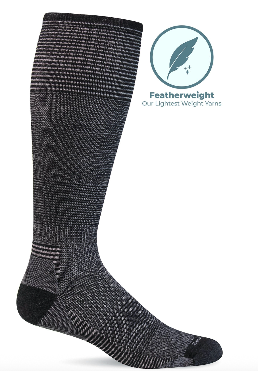Cadence Men's Bamboo/Merino Moderate Compression Socks in Black Stripes