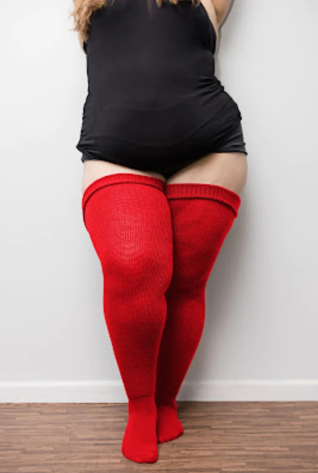 Plus Size Thigh High Socks in Red Delicious
