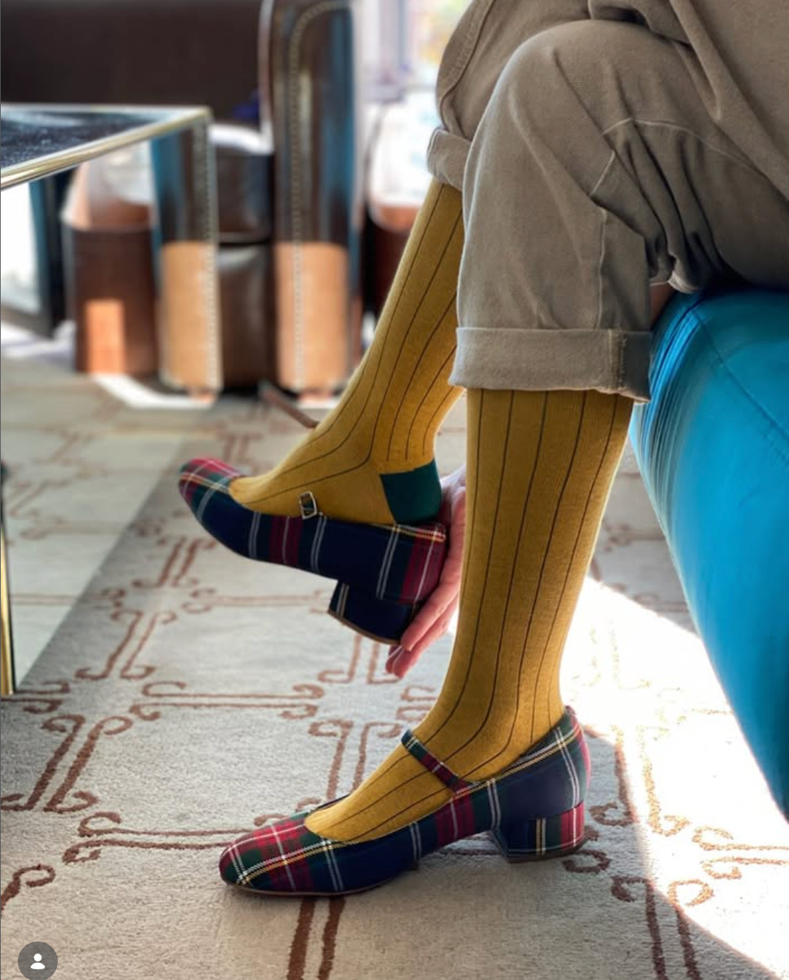 Wool Ribbed Knee High Sock in Pink and Anthracite