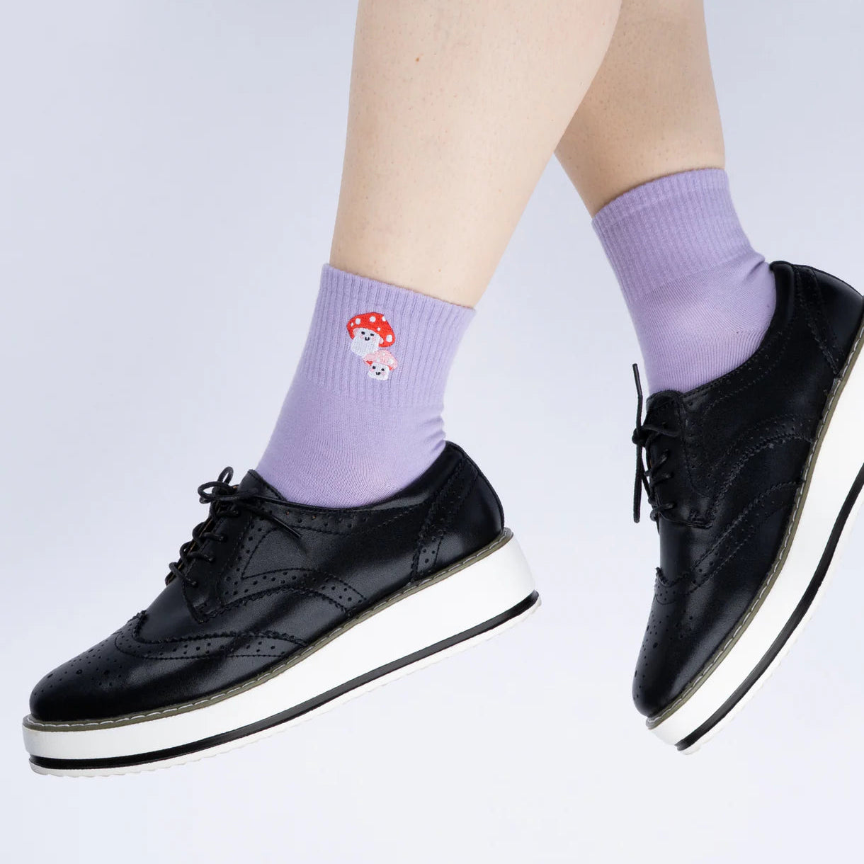 So Mush Shroom In My Heart Embroidered Quarter Socks - The Sockery
