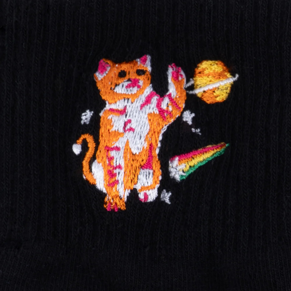 Space Cats Embroidered Quarter Socks - The Sockery