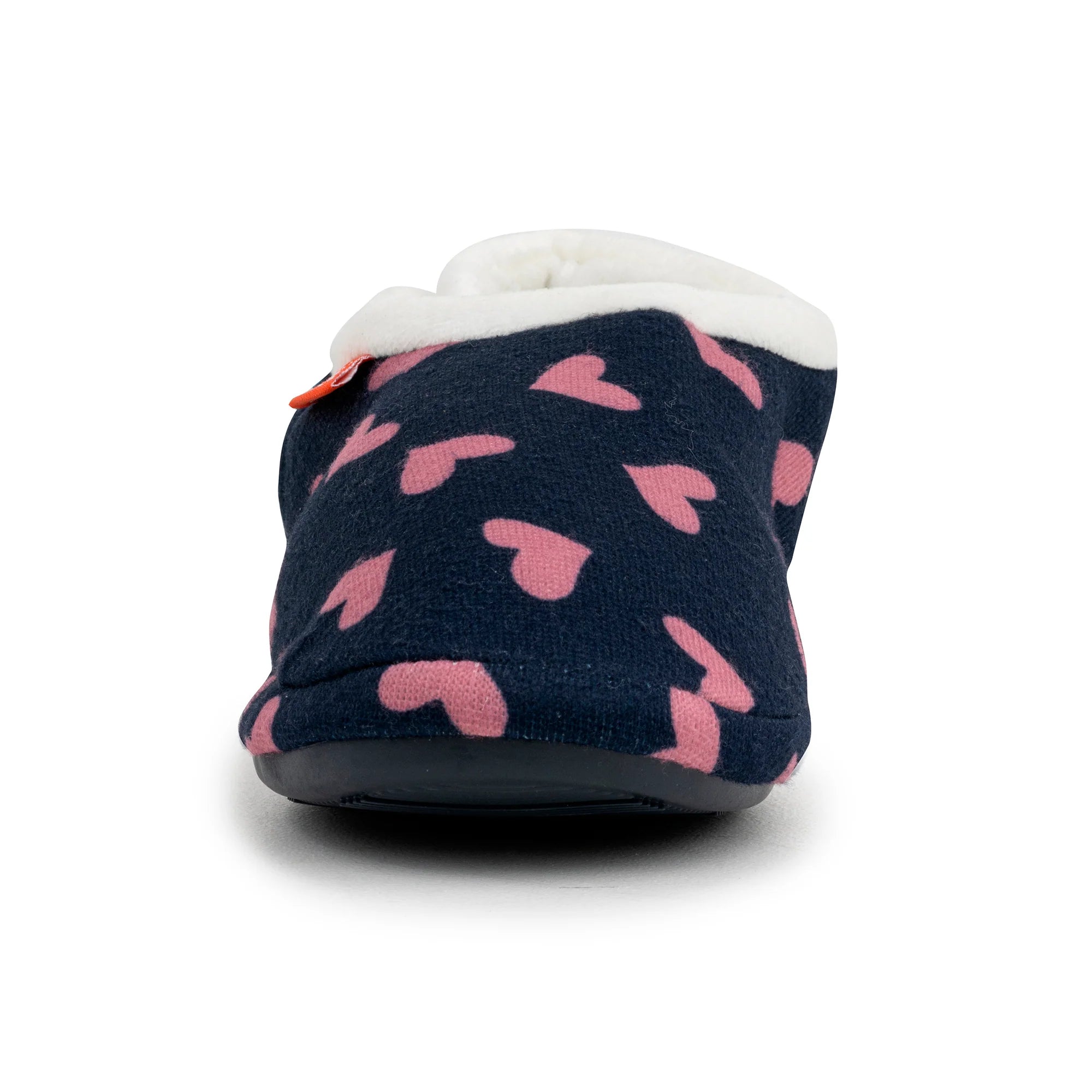 Archline Orthotic Slippers Closed – Navy with Pink Hearts - The Sockery