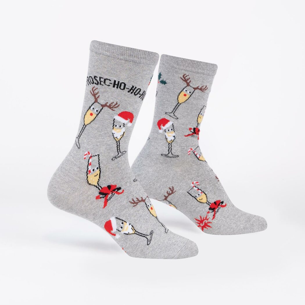 Prosec-Ho-Ho-Ho! Women's Crew Shimmer Sock