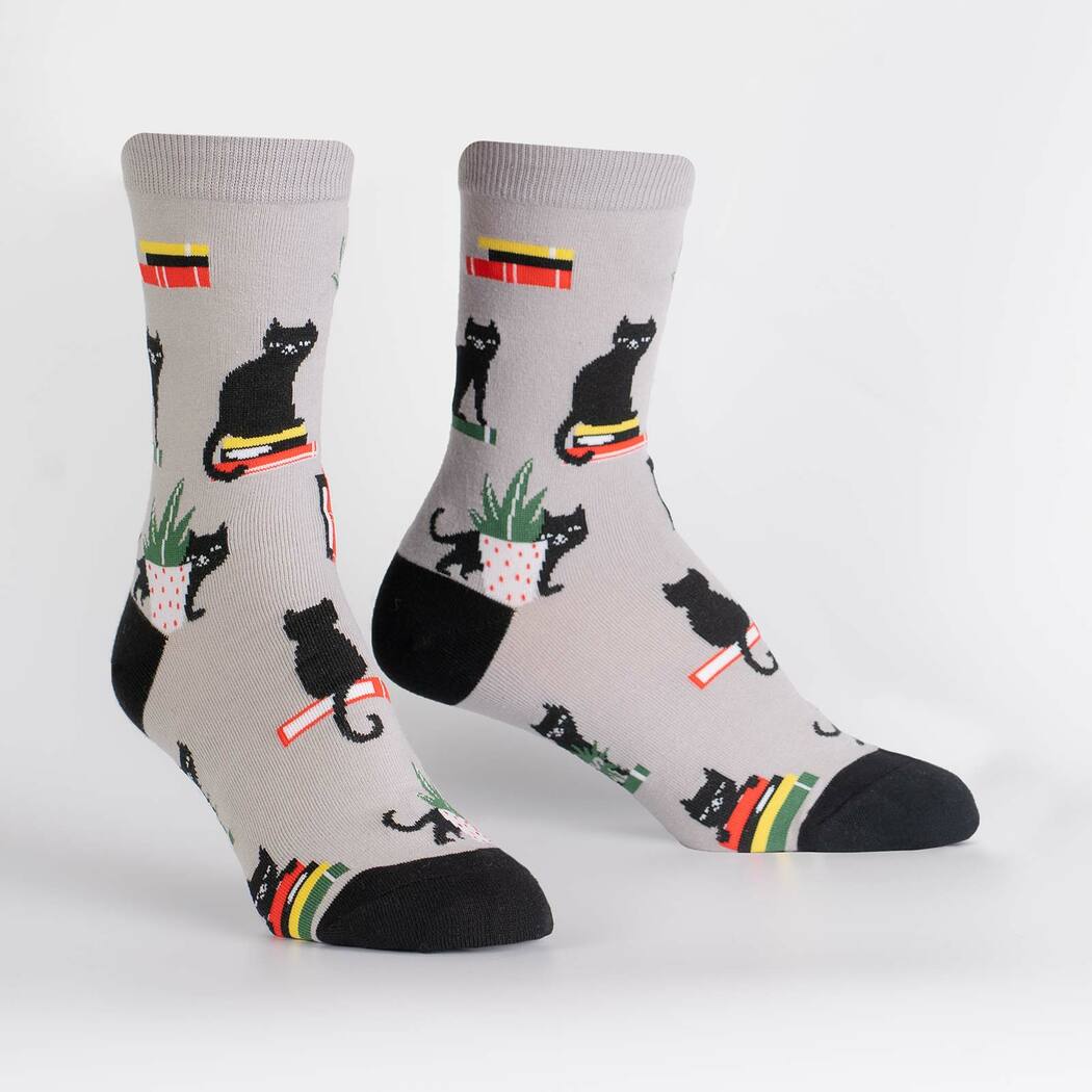 Booked for Meow Women's Crew Socks - The Sockery