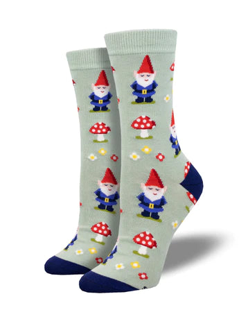 Gnome More Mushrooms Women's Bamboo Crew Sock - The Sockery