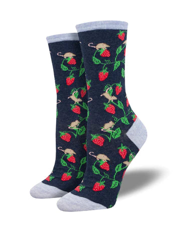 Berry Mice Women's Crew Socks - The Sockery