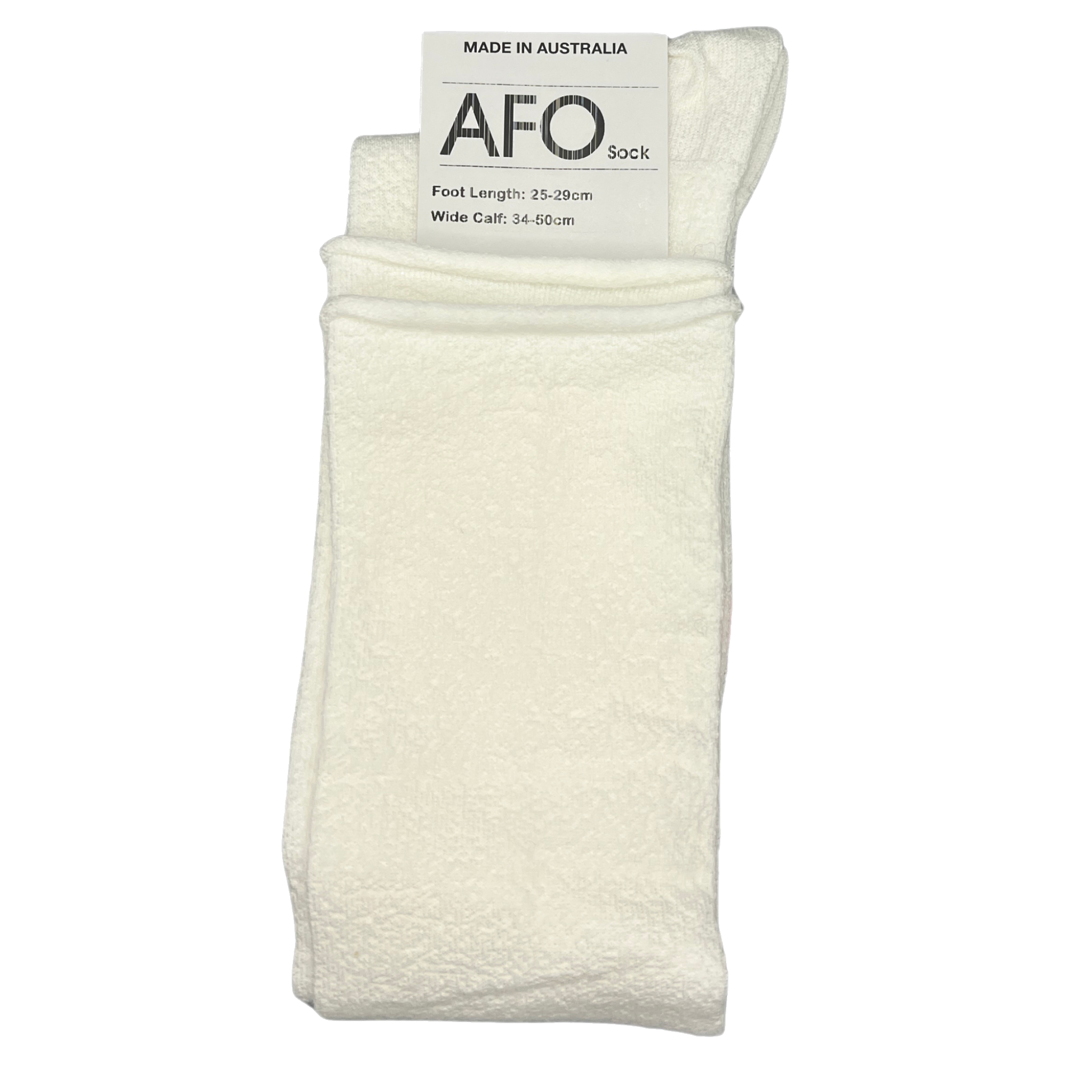Ankle Foot Orthoses (AFO) Sock for Adults in White - Wide Calf