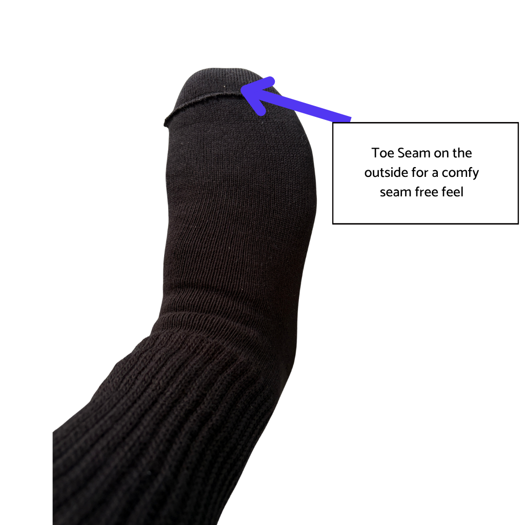 Extra Wide Comfort Stretch Socks in Black With Grip Sole