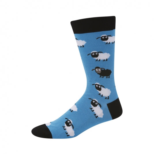 Eyes on Ewe Men's Bamboo Crew Socks in Blue - The Sockery