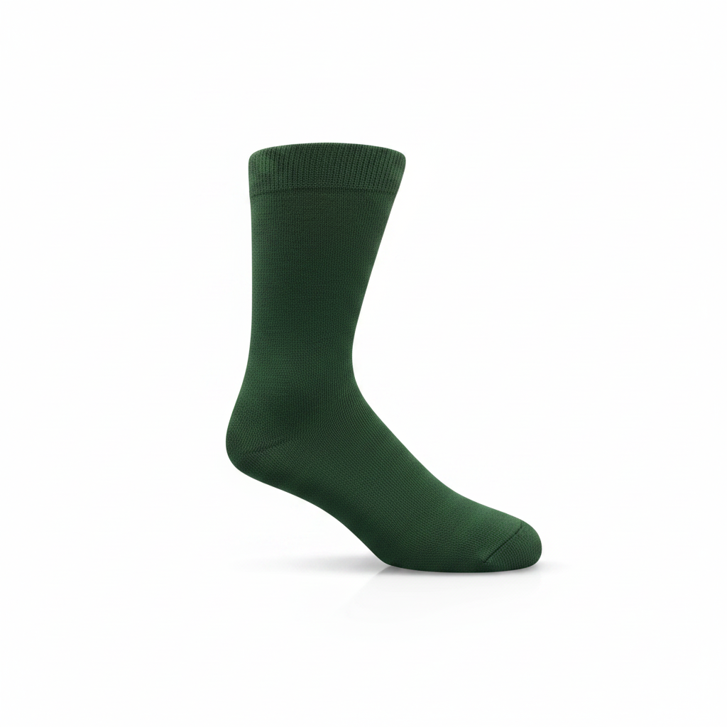 Green sock on a white background