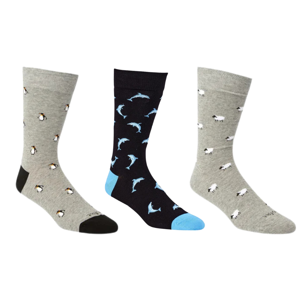 Itty Bitty Animals Bundle Men's Crew Socks - 3 Pack
