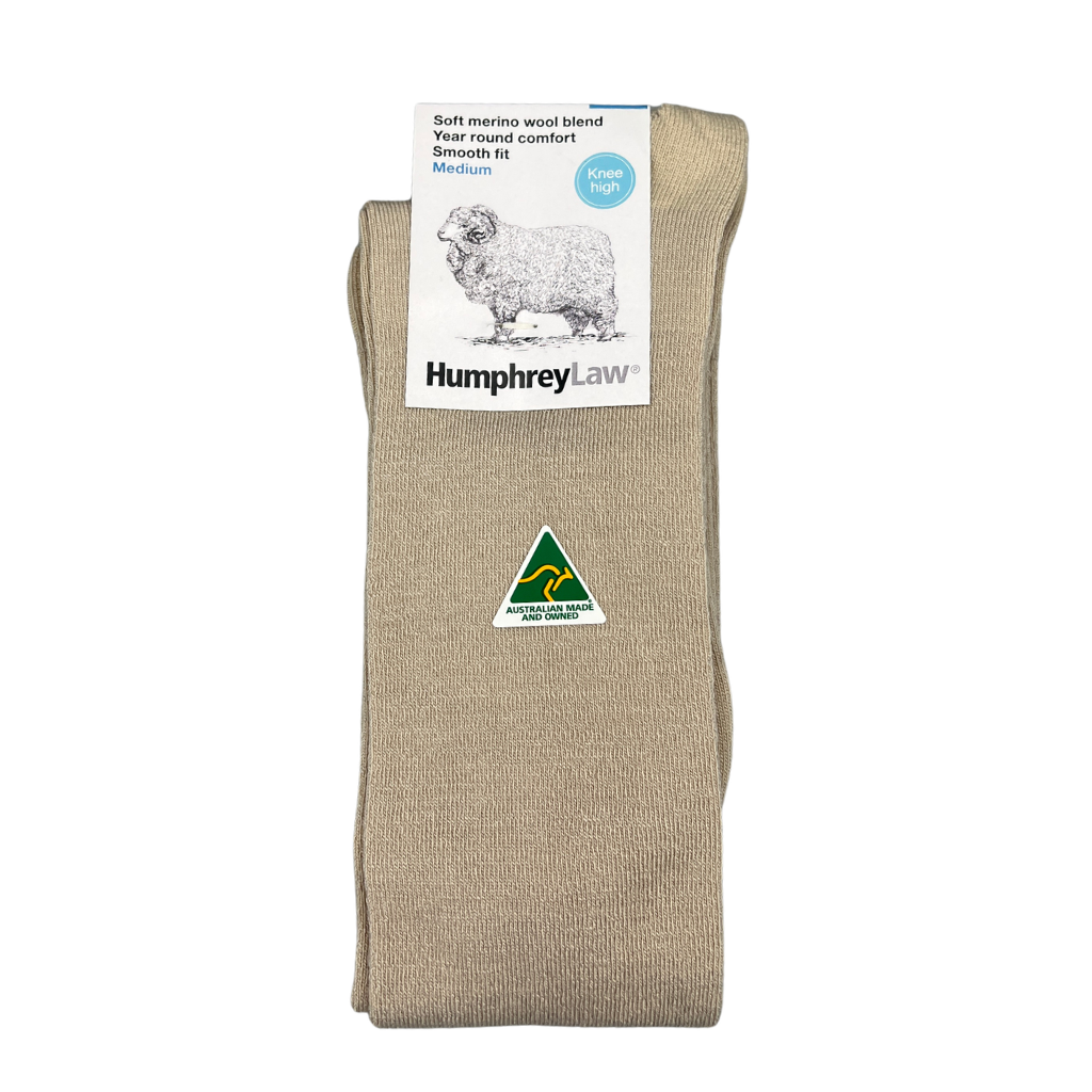 Merino Wool Women's Knee High Socks in Almond