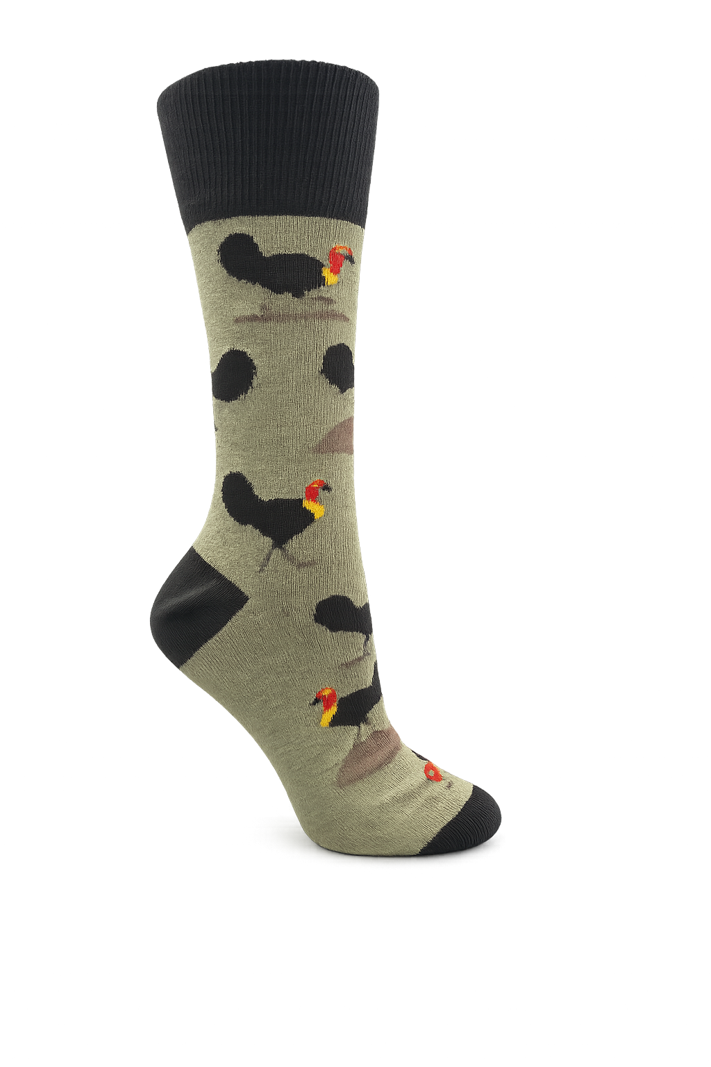 Sock with brush turkey design on a white background