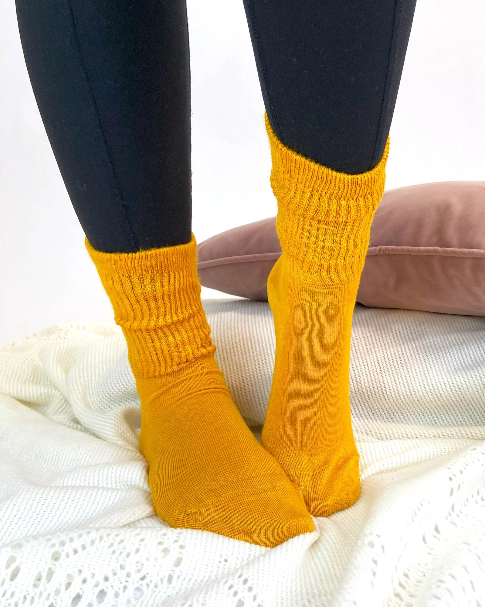 Extra Wide Bamboo Super Soft Socks - Mustard