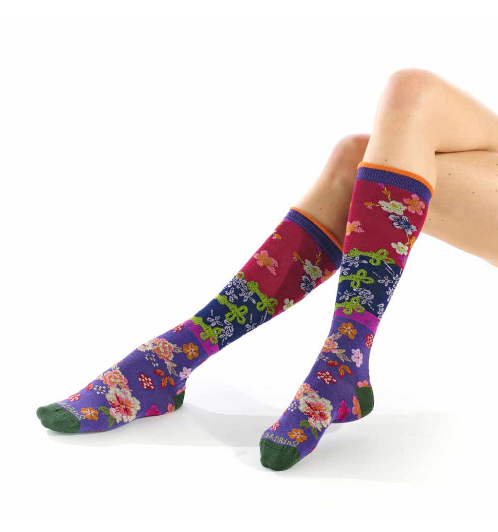 Shōchikubai Women's Fuzzy Cuff Knee High Socks