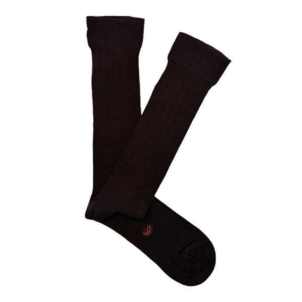 Ribbed Cotton Knee High Sock in Chocolate