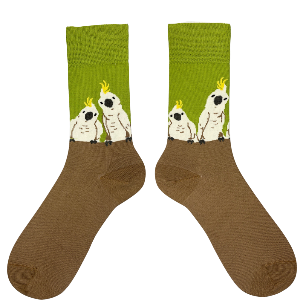 Cockatoo Crowd Cotton Crew Sock - Made in Australia
