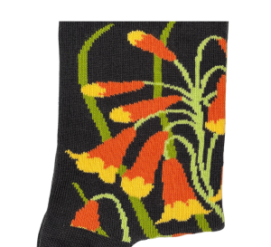 detail of australian christmas bell floral sock - The Sockery