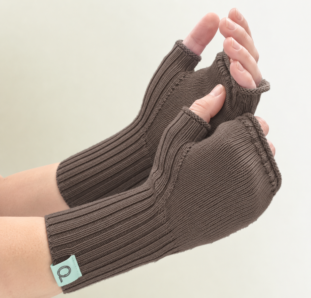 Fingerless Wrist Warmers in Dusty Brown