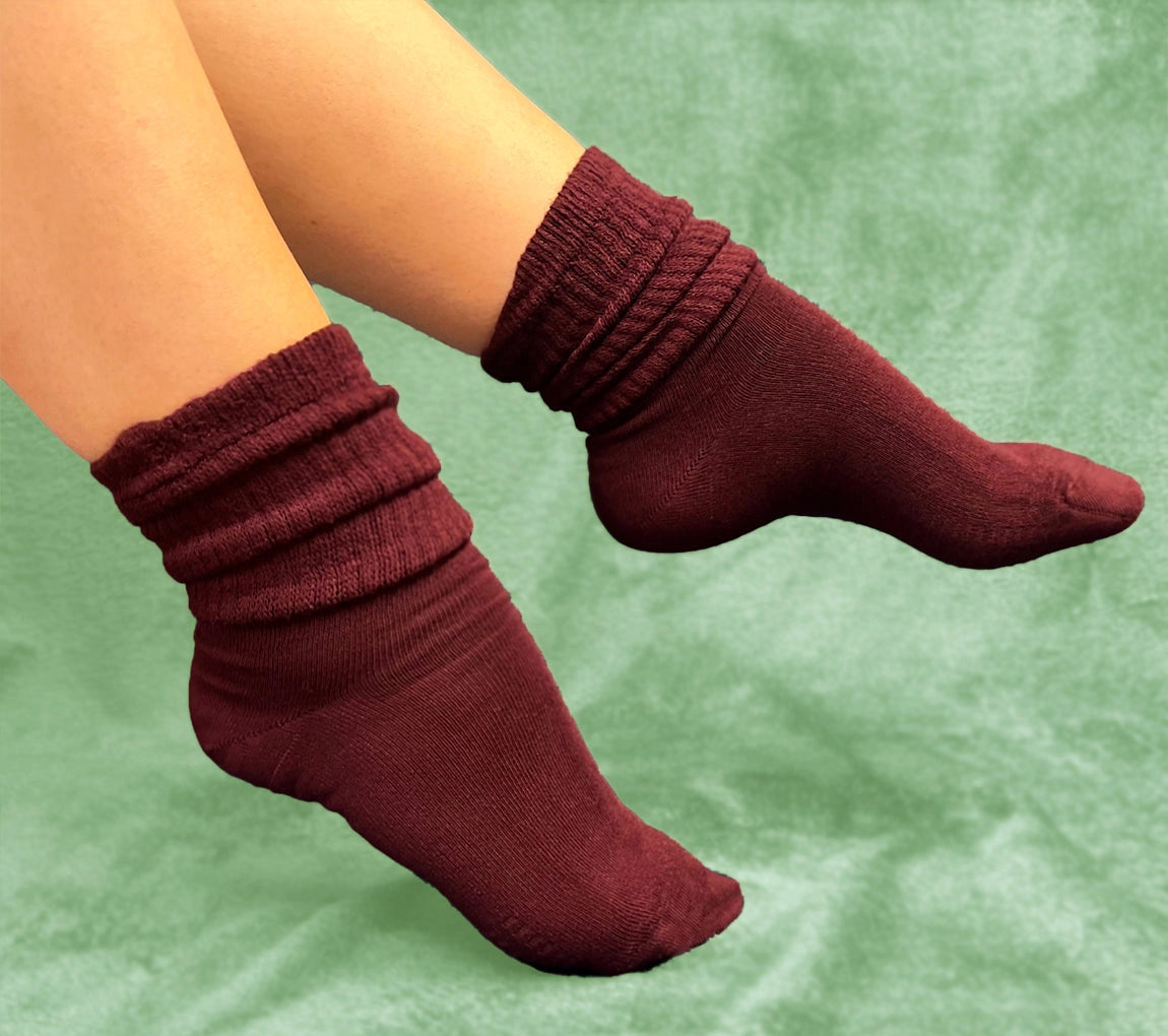 Extra Wide Bamboo Super Soft Socks - Burgundy