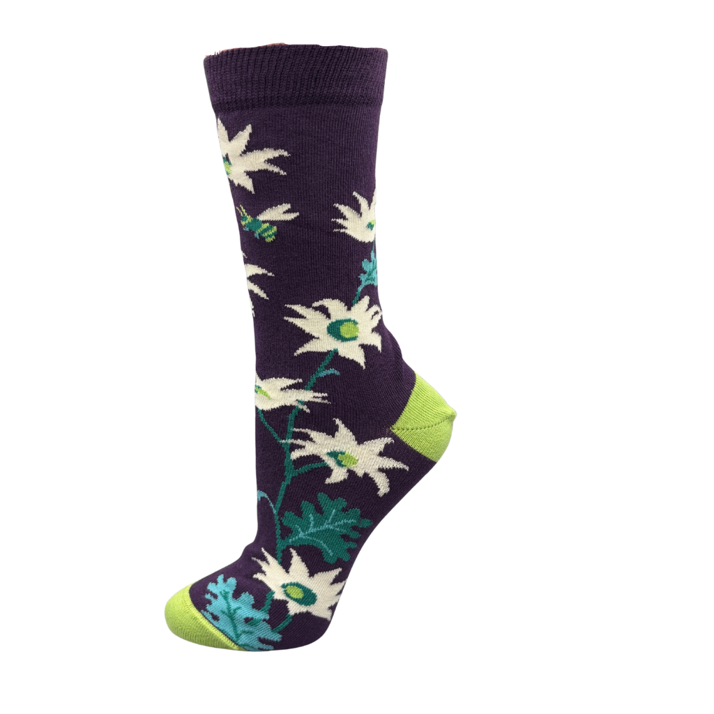 Flannel Flower Crew Socks