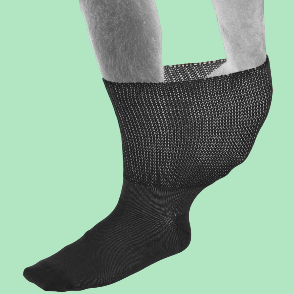 Extra Wide Comfort Stretch Socks in Black With Grip Sole
