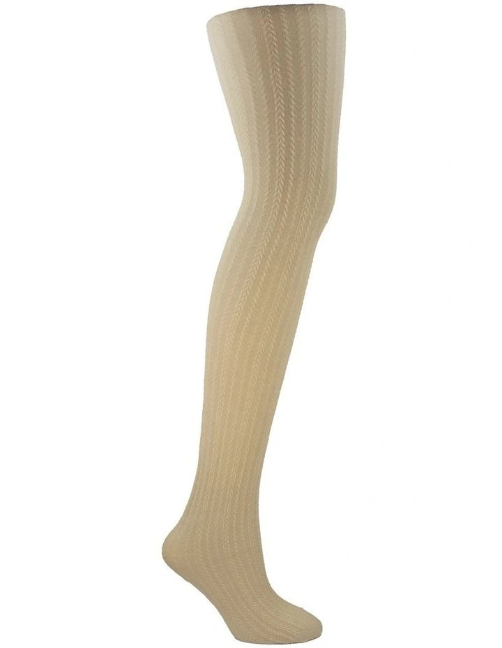 Beige knee-high sock on a white background