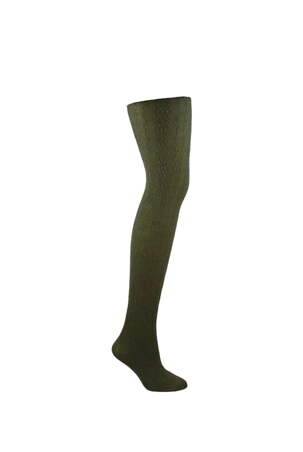 Women's Superfine Merino New Baroque Tights in Khaki