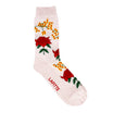 Sock with floral design and 'Lafitte' branding on a white background