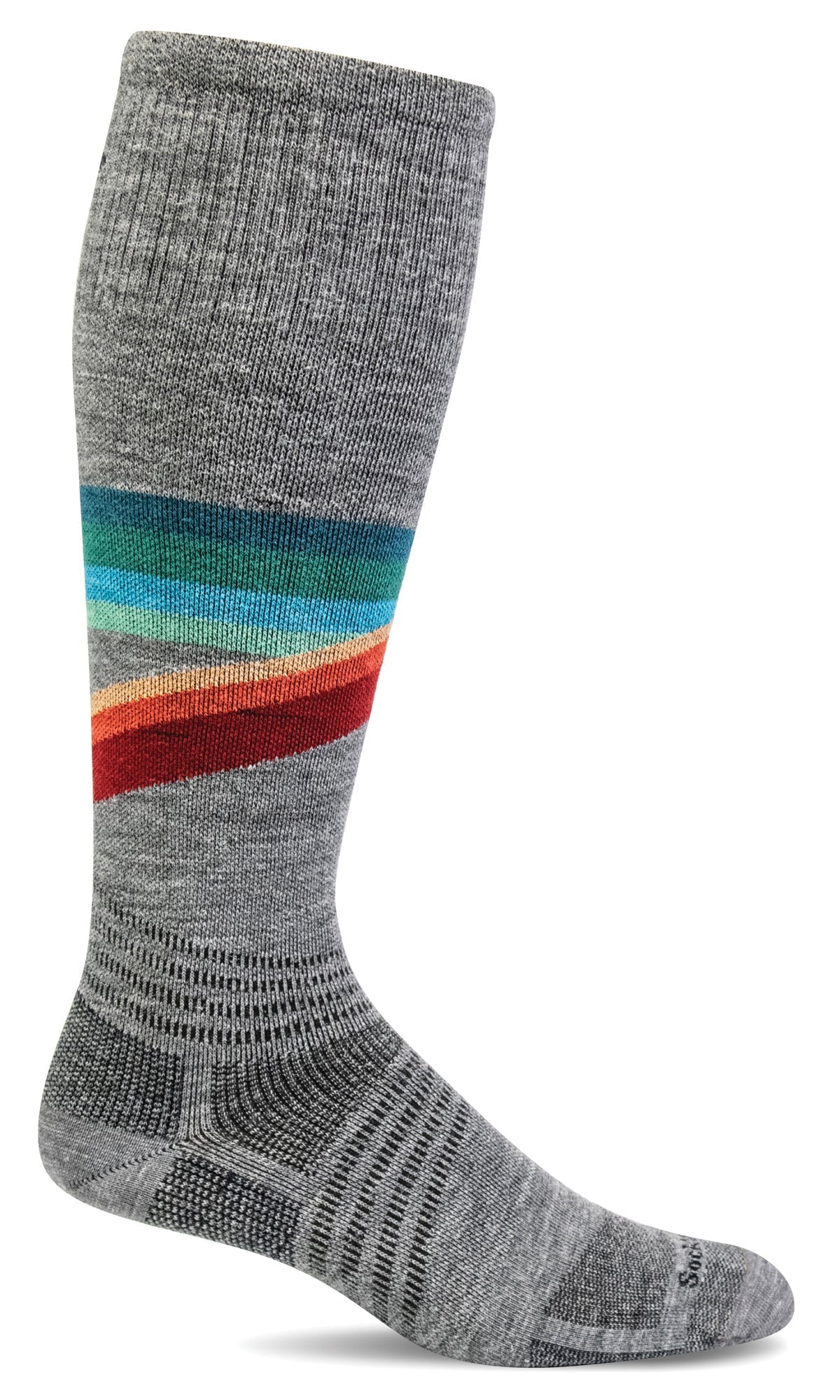 Rainbow Racer Men's Merino and Alpaca Moderate Graduated Compression Sock in Grey - The Sockery