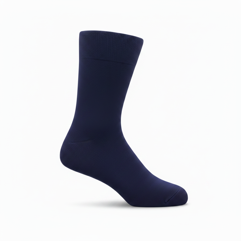 Navy blue sock on a white background