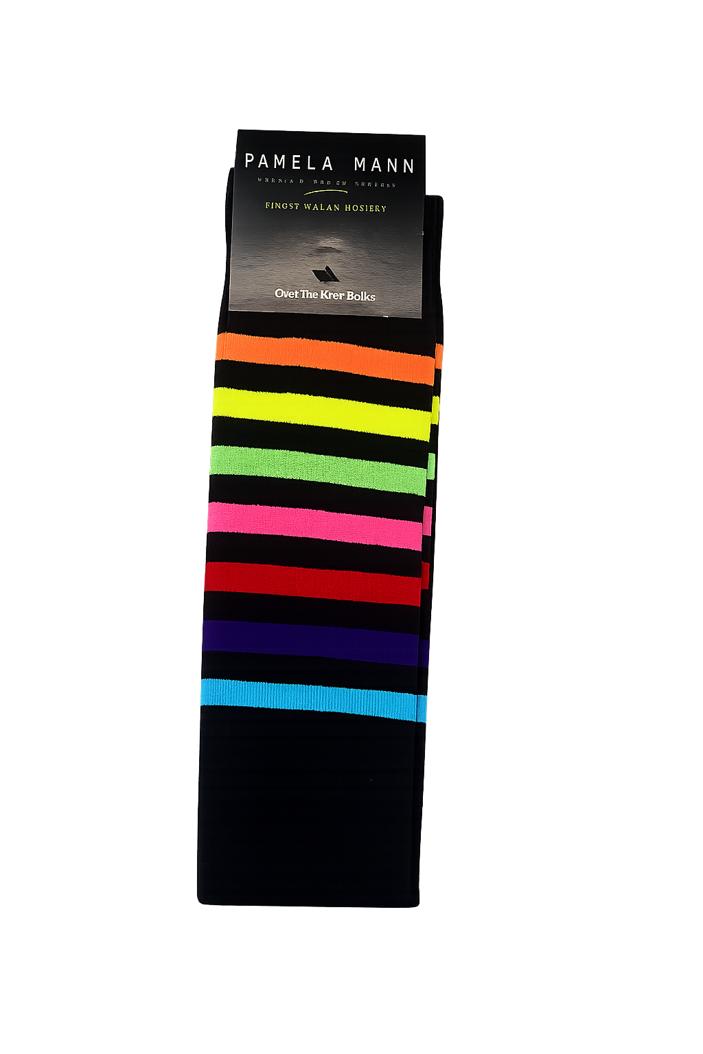 Referee Over The Knee Socks in Black with Rainbow Stripes