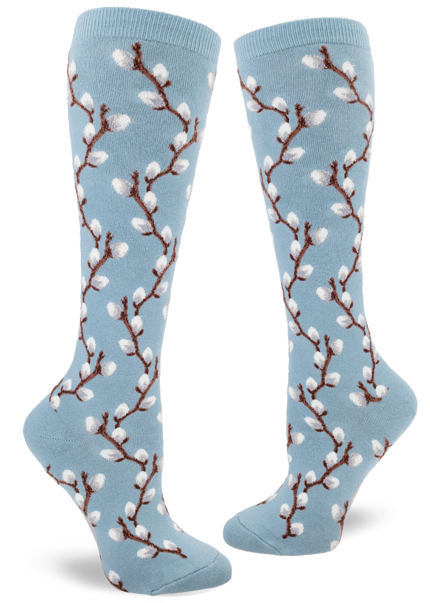 Pussy Willow Knee-High Sock in Slate Blue