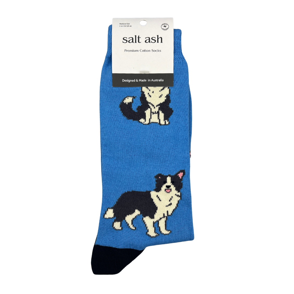 Border Collie Cotton Crew Dress Sock - Made in Australia