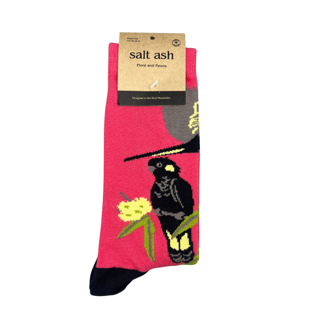 Black Cockatoo Socks in Rose Pink