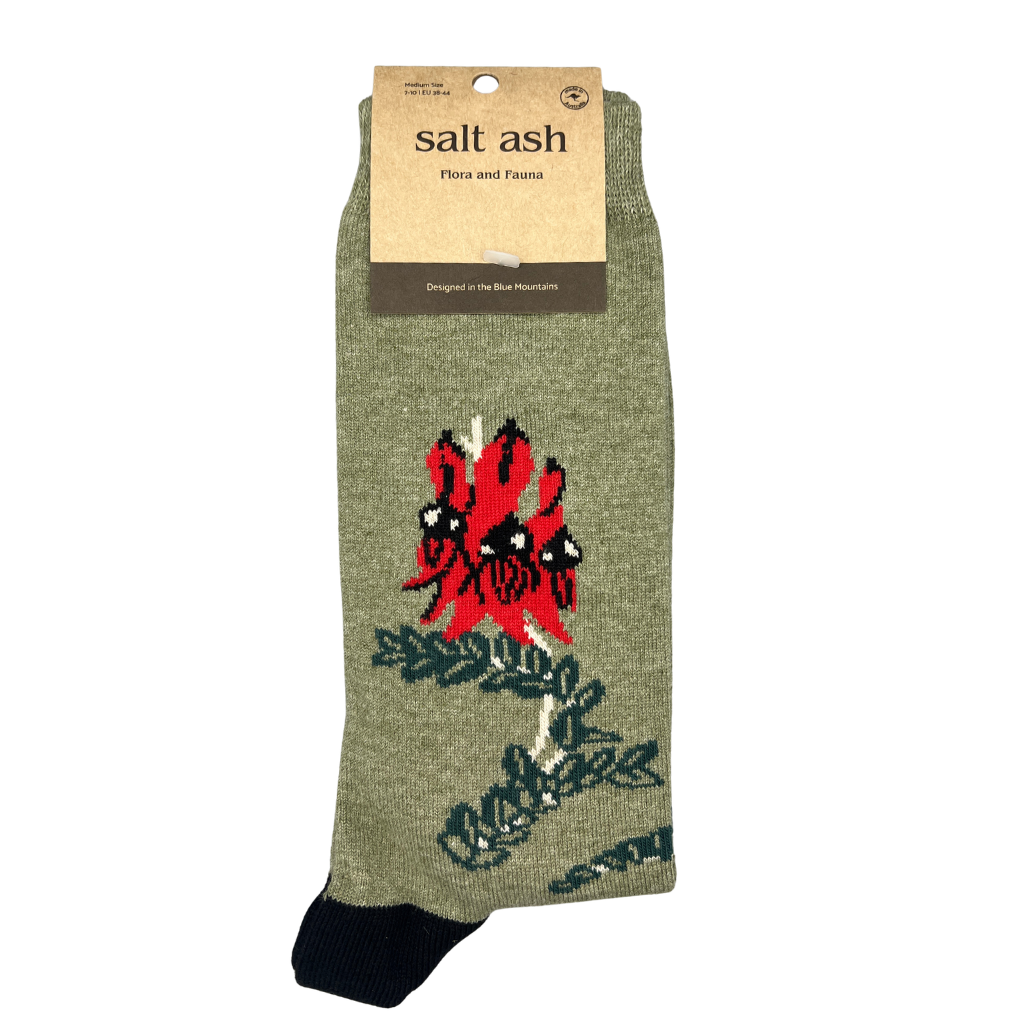 Sturt Desert Pea Crew Socks - Australian Made