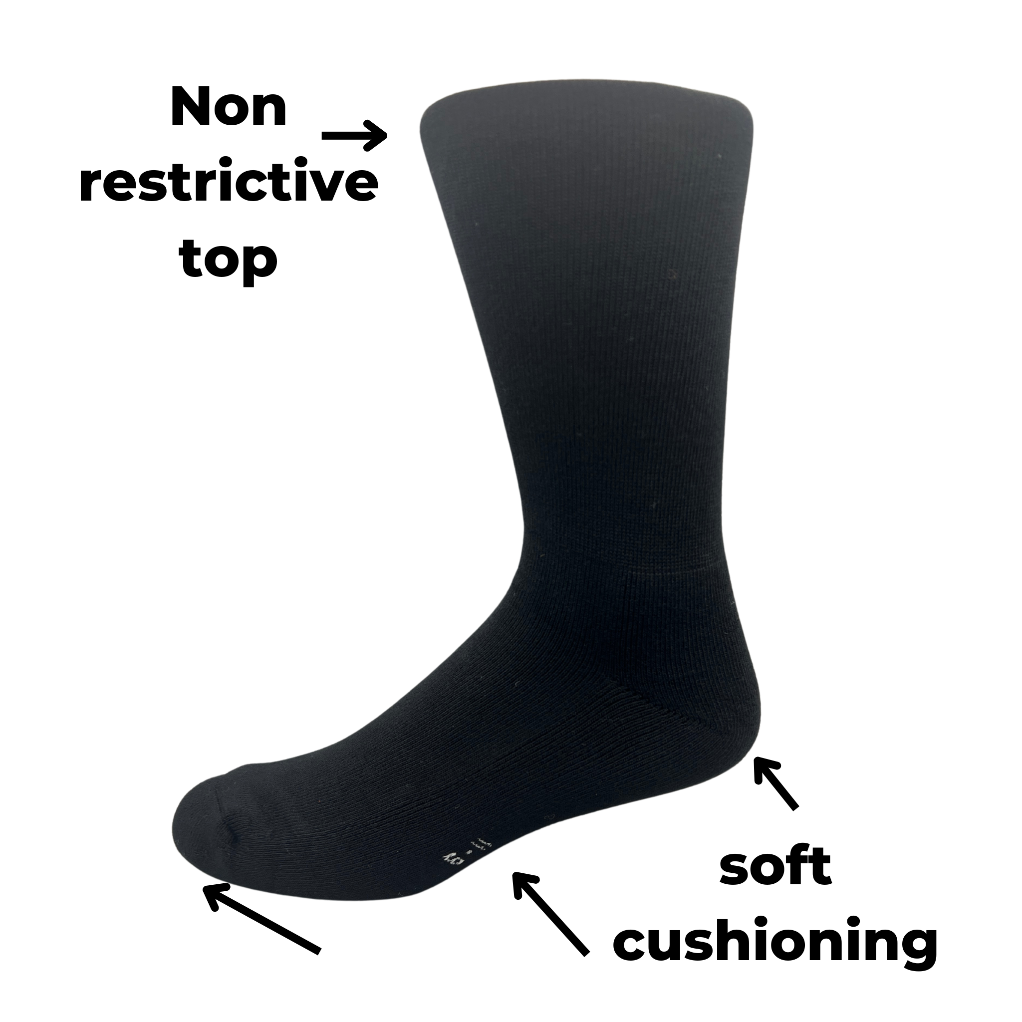 Cushion Foot Bamboo Loose Top Crew Socks - White