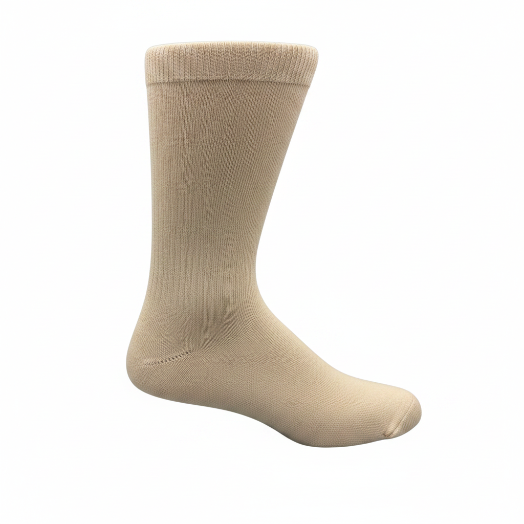 Beige sock on a white background