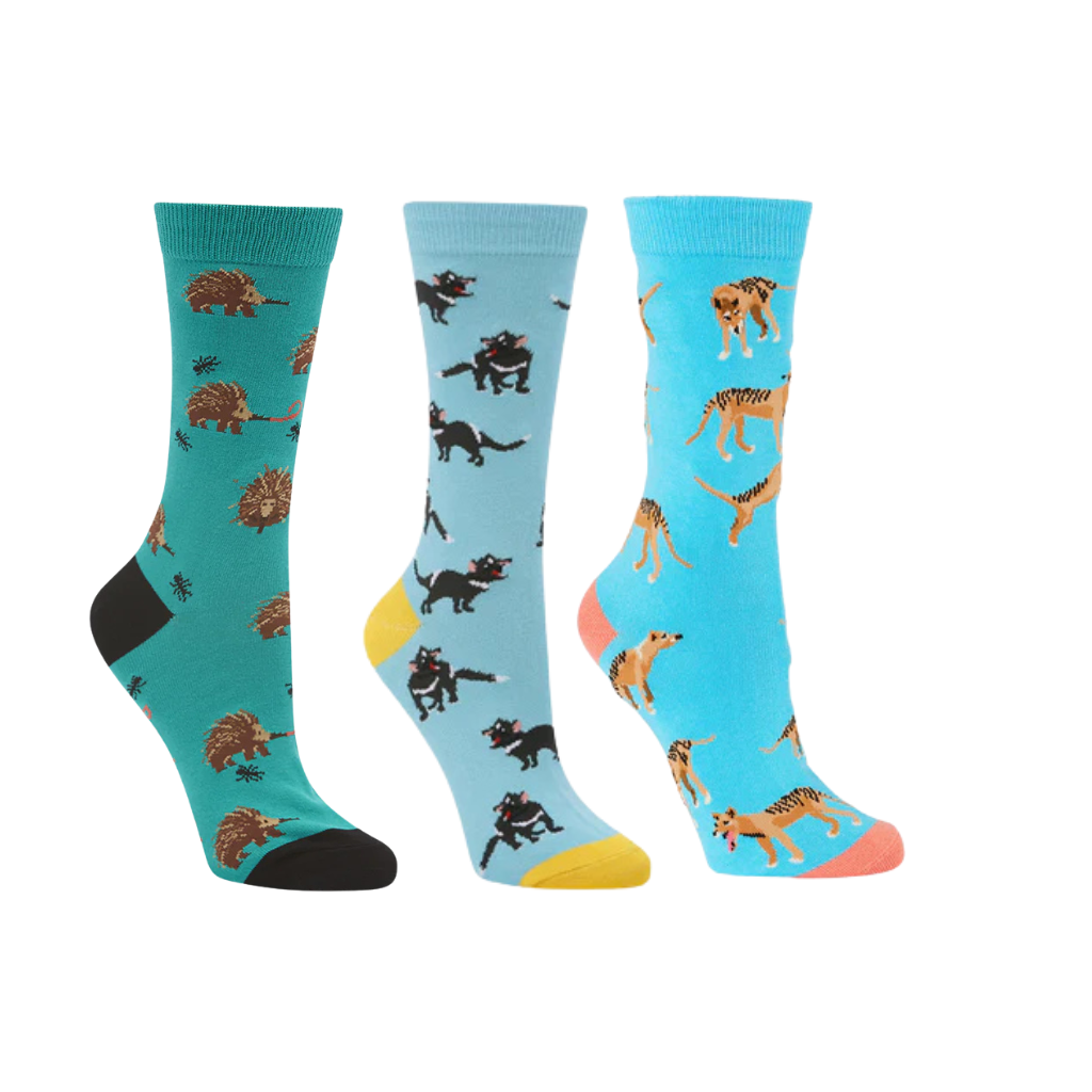 Bundle of 3 Women's Crew Socks - Tasmania's Favourite Animals
